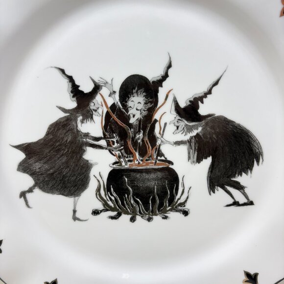 Potters Studio Three Witches Cauldron Coven Halloween Party 4 Dinner Plate Set 4 - Picture 8 of 8